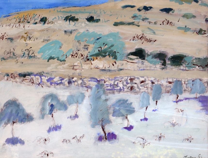 286- TURAN EROL, İsimsiz- Untitled, Kağıt üzerine yağlıboya- Oil on paper, 50x63 cm. Ölüm Girmiş Mülkümüze (Şiir)