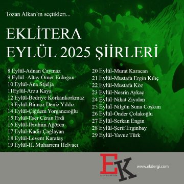 EKLİTERA Tozan Alkan seçiciliğindeki Eylül şiirleri